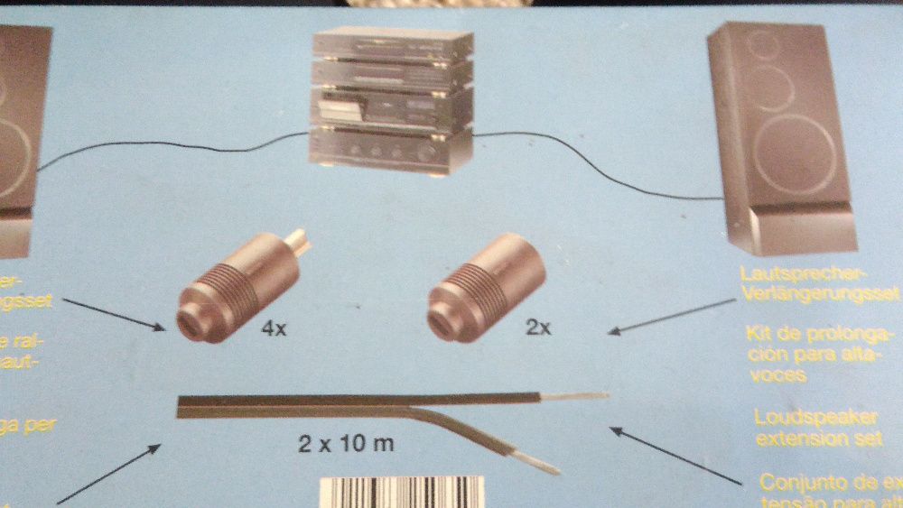 Komplet kabel 2x10m i wtyczki do wiezy z Niemiec NOWE