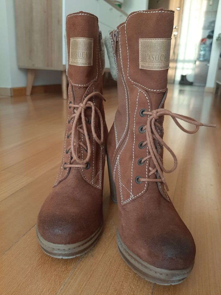 Skórzane botki Lasocki