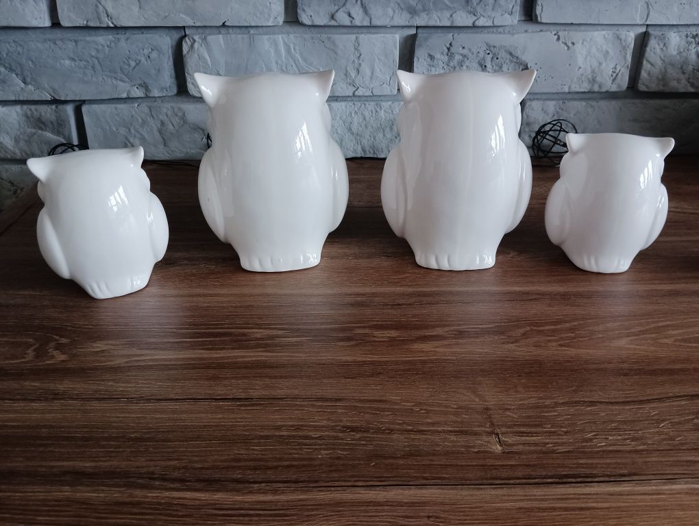 4x sowa ceramiczna: 2 duże 14.5cm , 2 małe 10cm