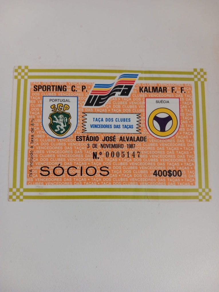 Bilhetes de Futebol Taça dos Clubes Vencedores das Taças. (1987)