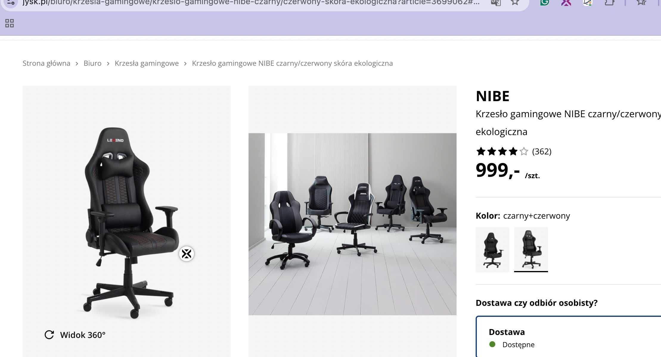 Krzesło gamingowe NIBE czarny/czerwony skóra ekologiczna