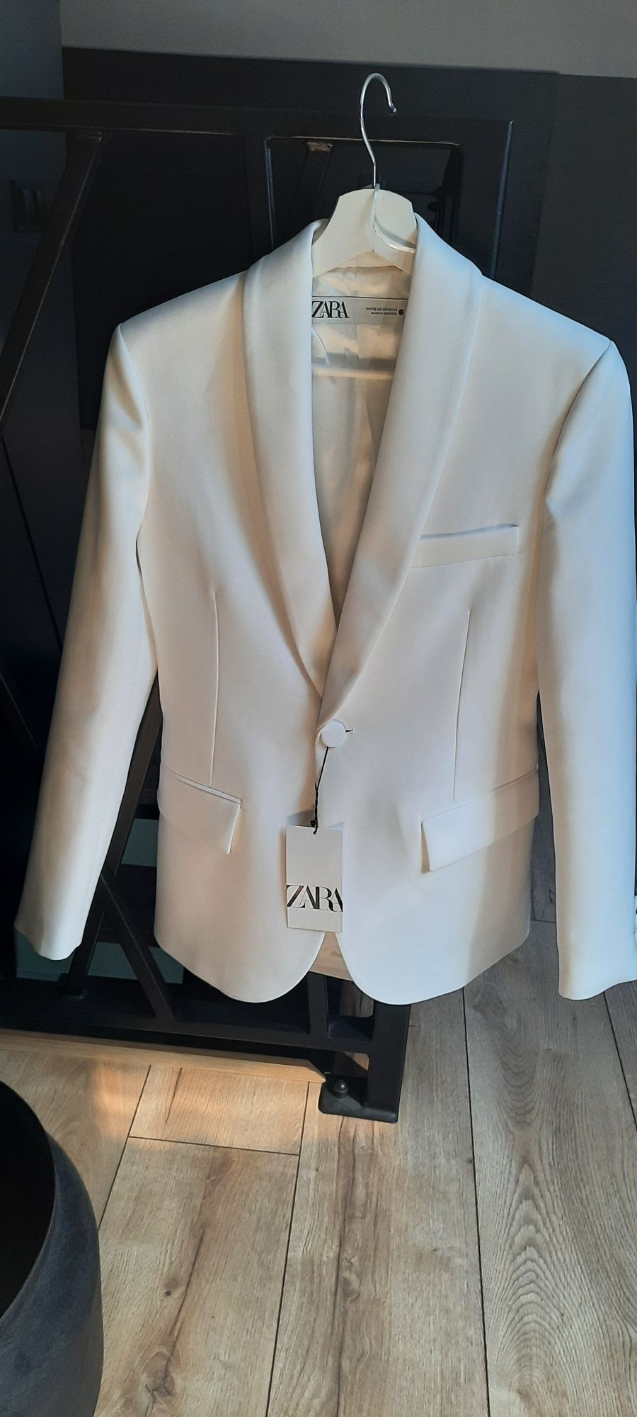 ZARA nowa r. XS KOMUNIA cudna ELEGANCKA marynarka biała śmietanka