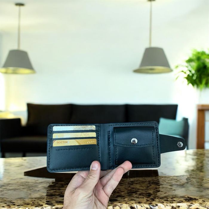 Кошелек мужской кожаный черный|Гаманець шкіряний чоловічий чорний|