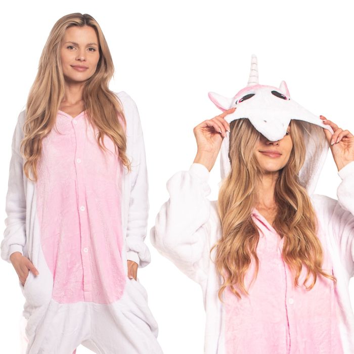 Piżama Damska Kigurumi Onesie Strój Jednorożec Jasny Róż 175-185 cm XL