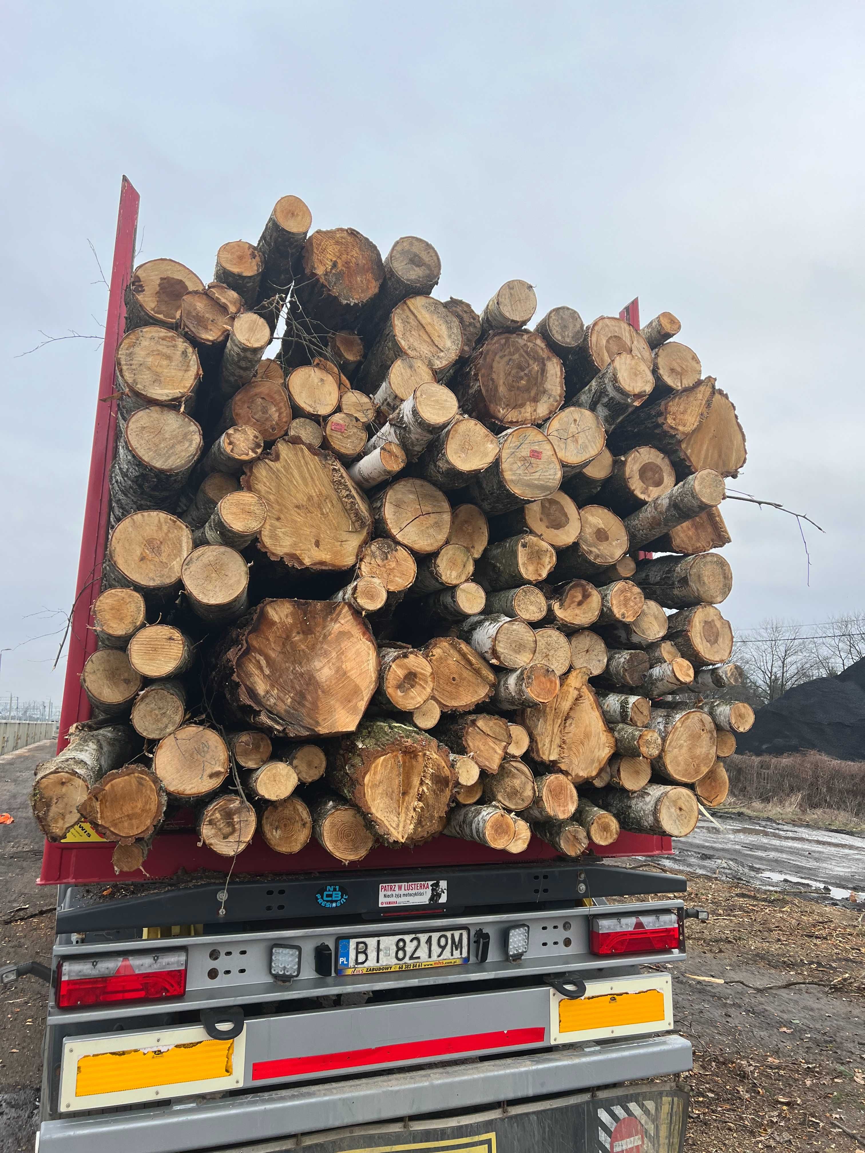 Drewno opałowe w wałkach –olcha, brzoza, buk, dąb, grab  z transportem
