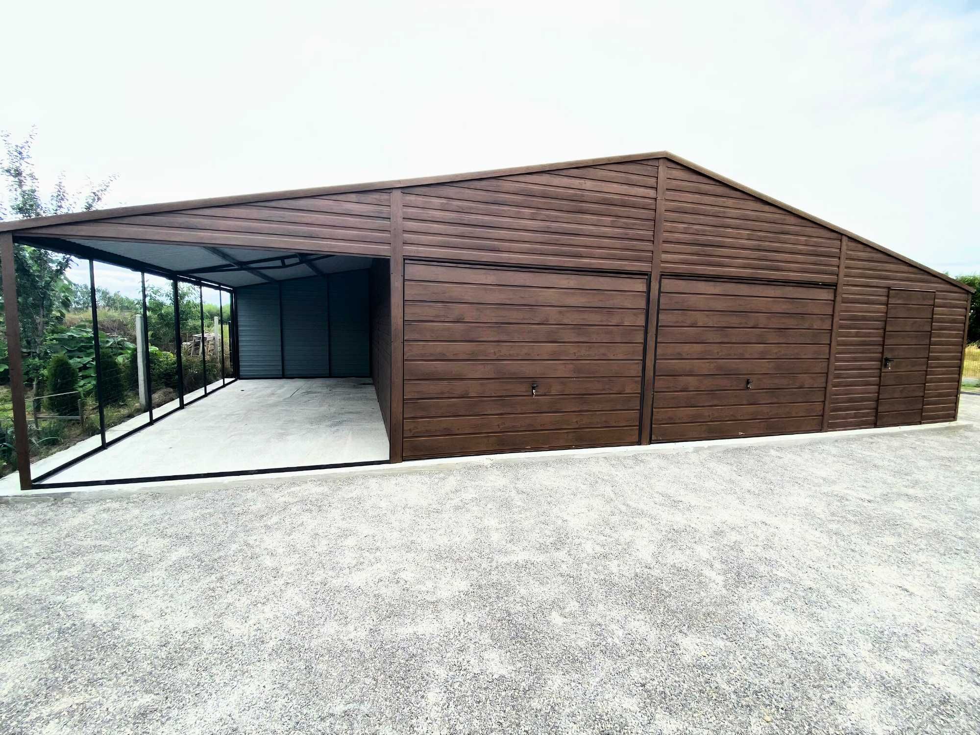 Drewnopodobny garaż blaszany hala wiata 12x6m (każdy wymiar, dostawa)