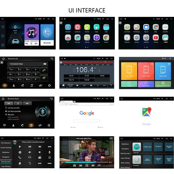 Rádio android 8 polegadas WiFi GPS Bluetooth FM MirrorLink Novo