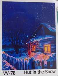 Obraz malowanie po numerach Zimowy domek 40x50