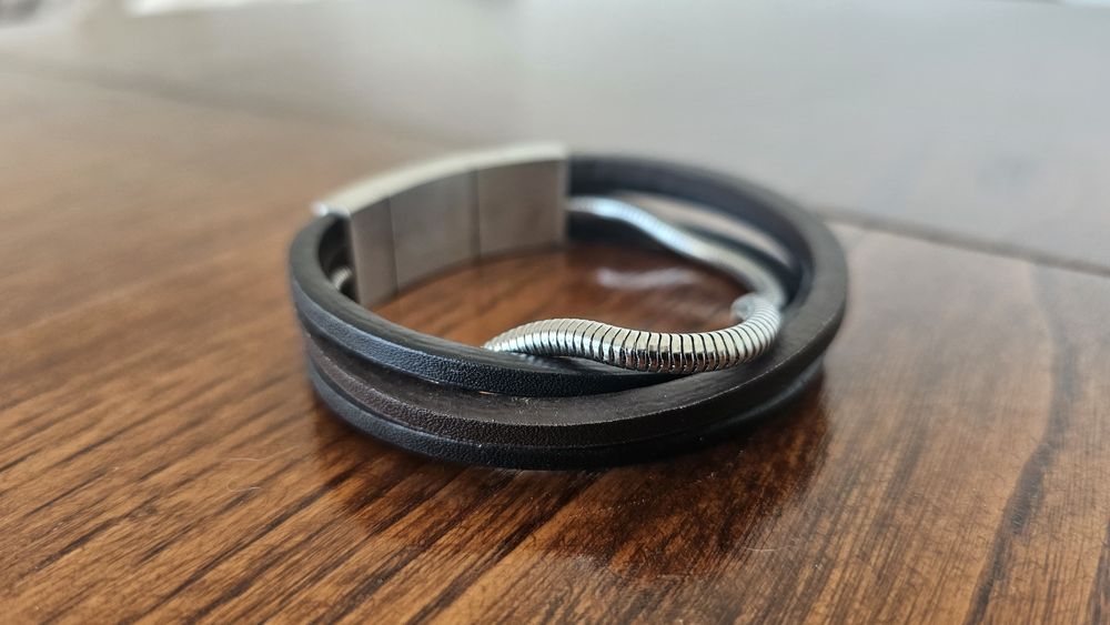Pulseira Police Bold original – Couro preto e castanho – Como nova!