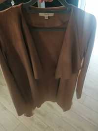 Sweterek zamszowy narzutka ruda beżowa S/M kardigan