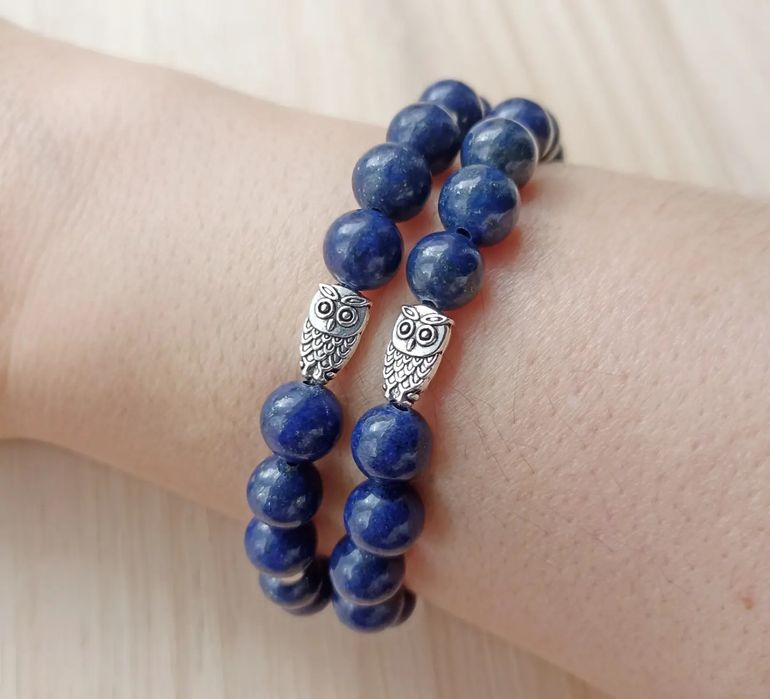 Pulseira de lápis lazúli e mocho