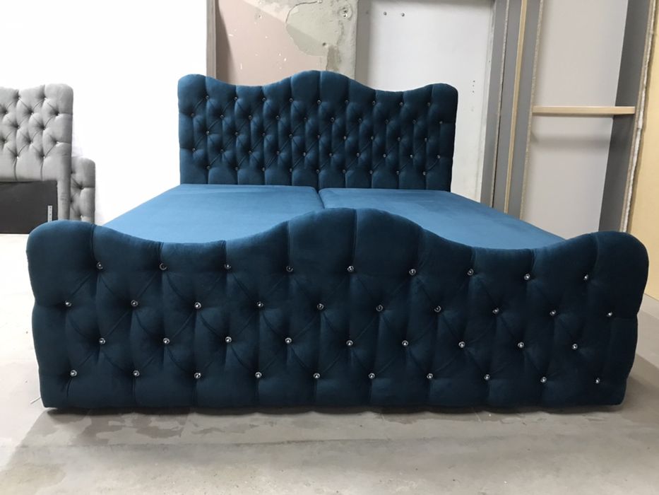 Łóżko tapicerowane KONTYNENTALNE tkanina do wyboru dowolny wymiar