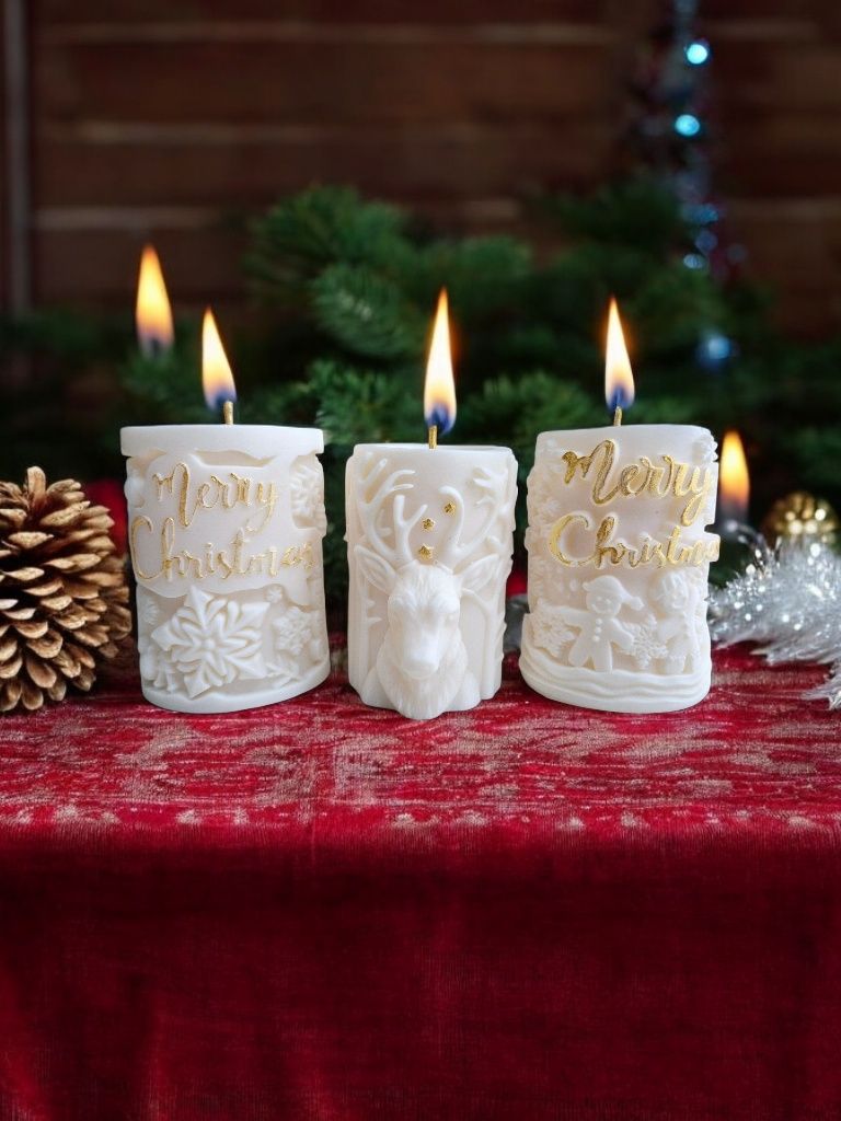 Zestaw 3 świątecznych świec sojowych Christmas świece sojowe świeca so