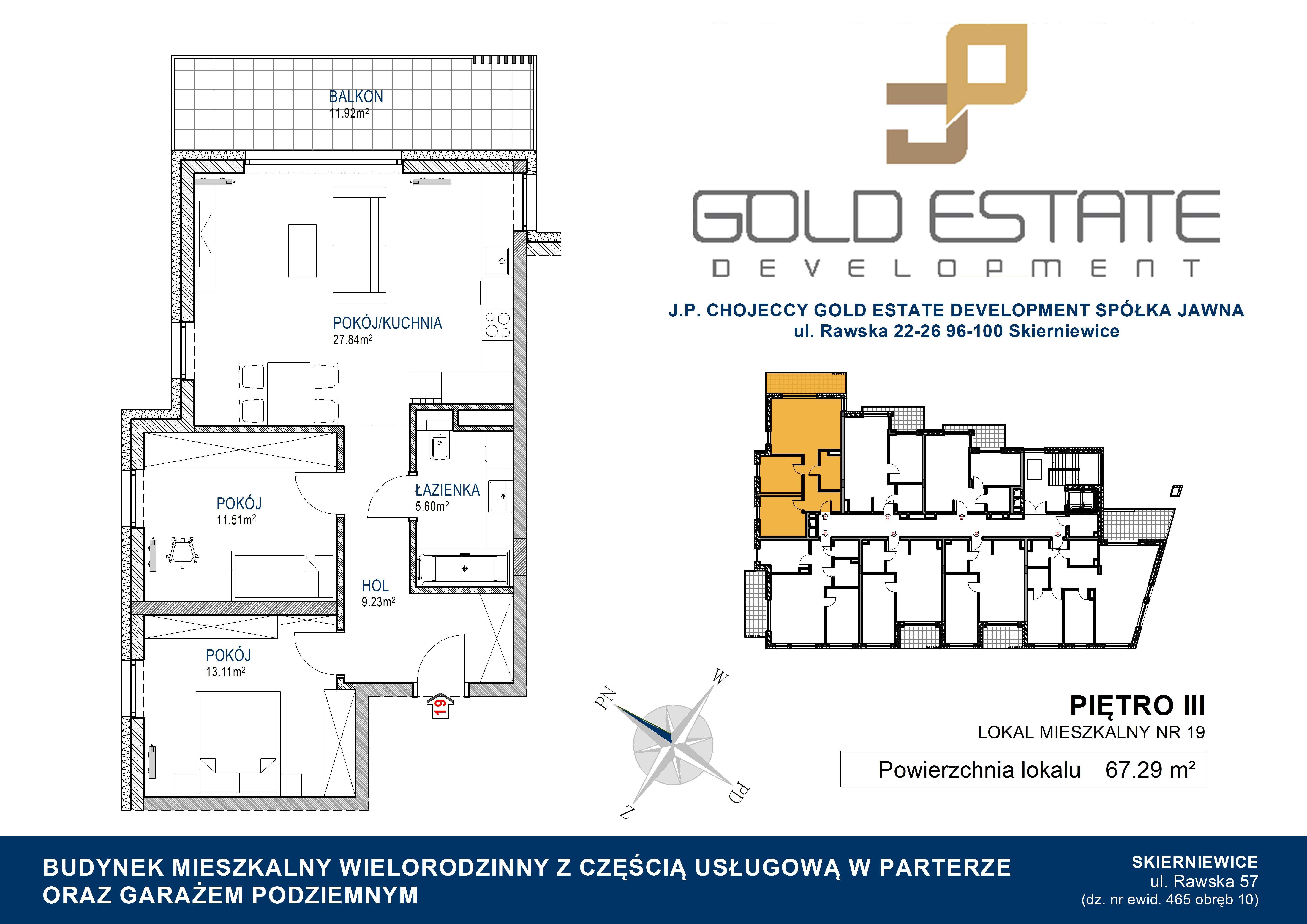 3-pokojowe mieszkanie 67,29 m² 800 751 zł 11 900 zł/m²