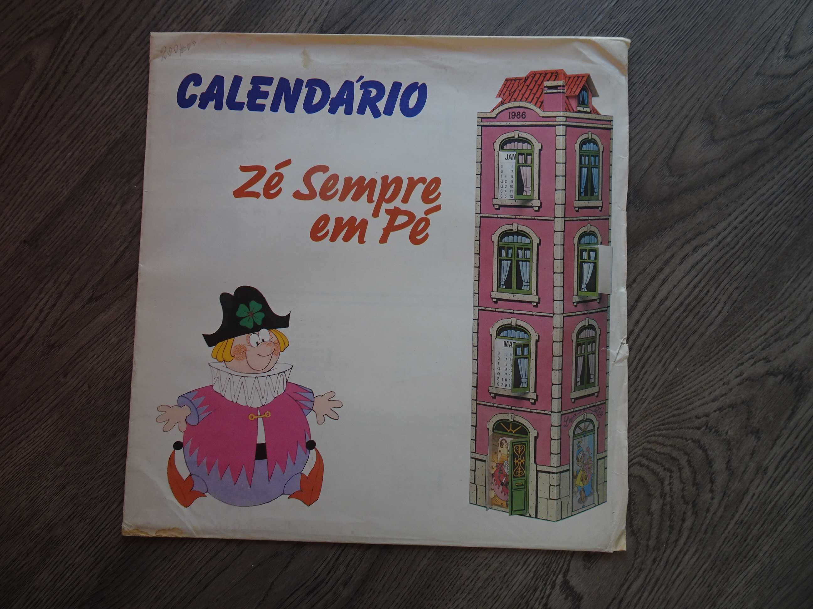 Antigo calendário zé sempre em pé do programa 1 2 3  raro