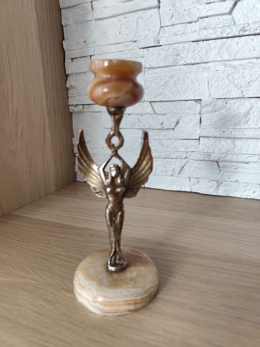 świecznik z onyksu vintage