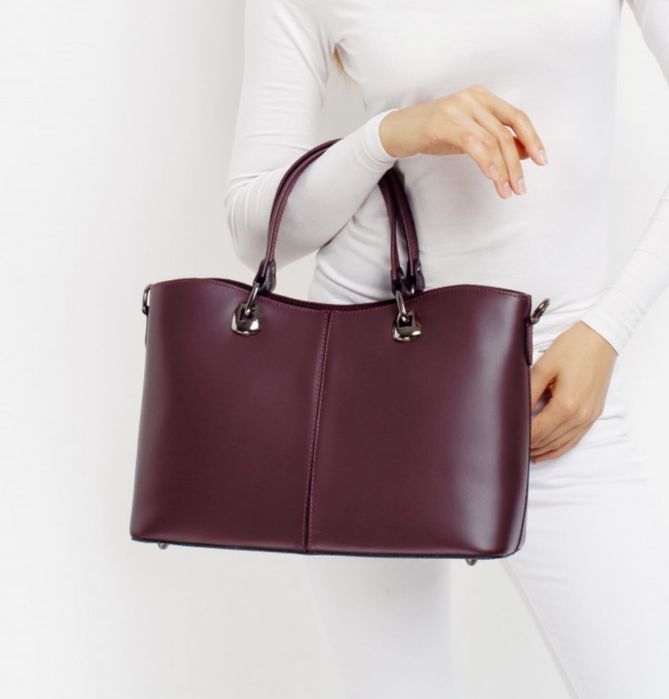 Сумка шкіряна чорна Ділова сумка жіноча Сумка А4 Портфель Італія