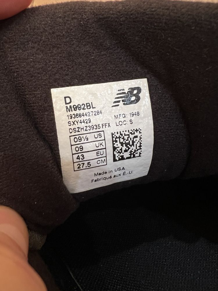 Кроссовки New Balance 992 Black Grey оригинал 42.5-46 M992BL