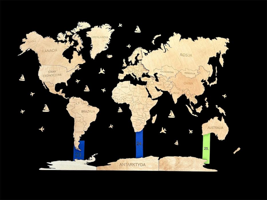 Mapa Świata z Antarktydą 150x90m Winchester prezent, ozdoba