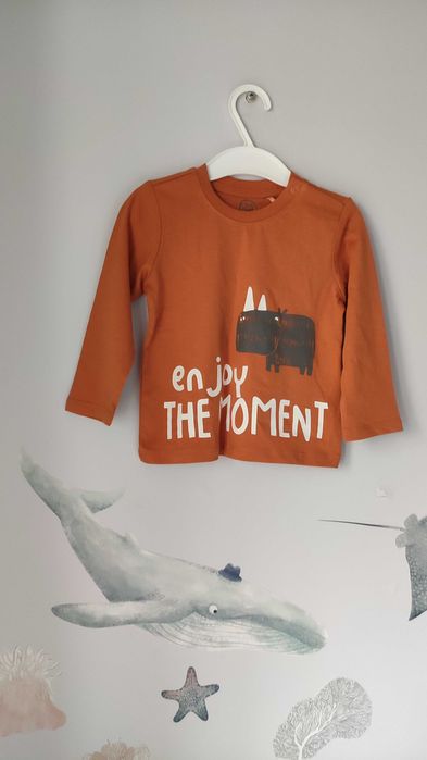 Bluzka z długim rękawem, bluzka z nosorożcem, pomarańczowa bluzka