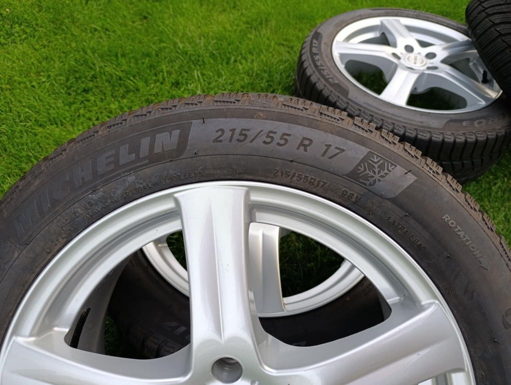 Koła zimowe opony 215 55r17, alufelgi 17" 5x108 ET40, Peugeot 508