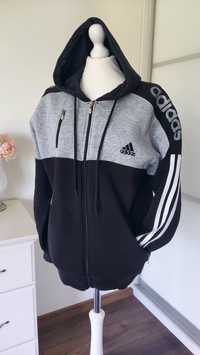 Adidas bluza z kapturem czarna z szarym