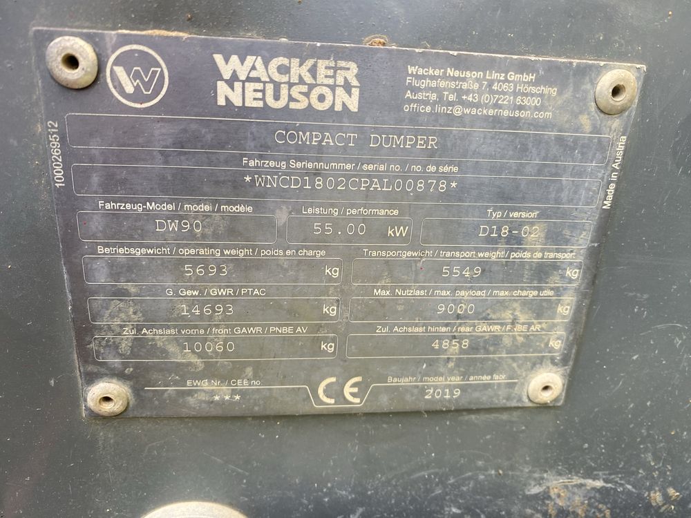 Wozidło Wacker neuson dw90 świeżo spr z Francji 2019r