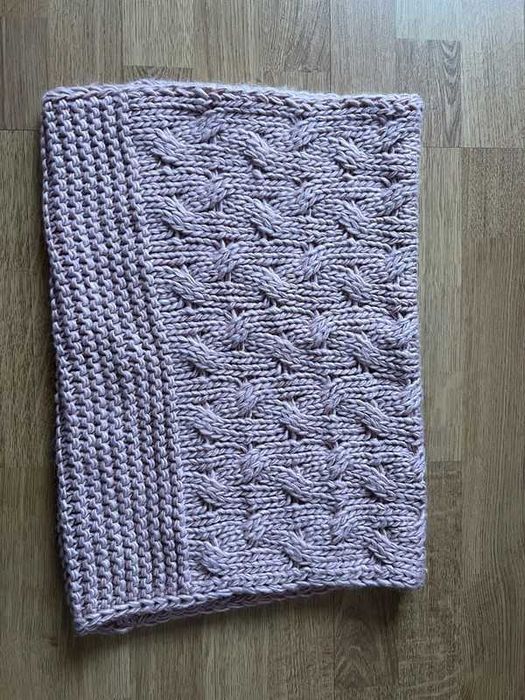 Różowy komin Preska warkoczowy splot wełna