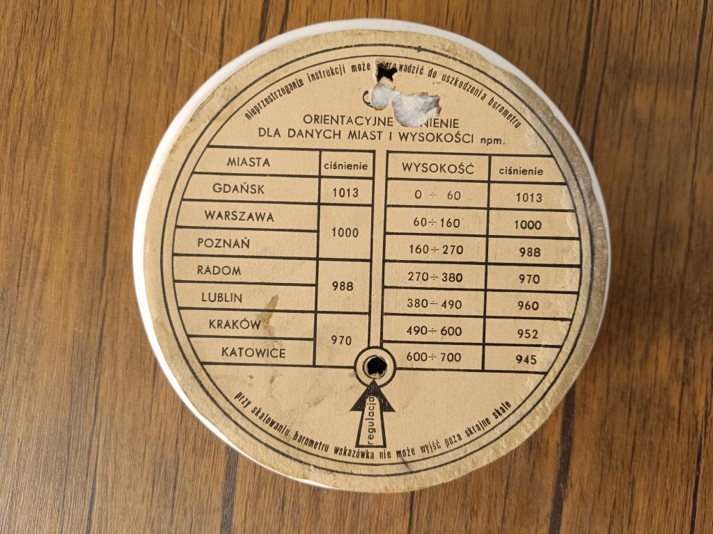 Barometr porcelanowy z lat 60-80, sprawny, VINTAGE / PRL / RETRO