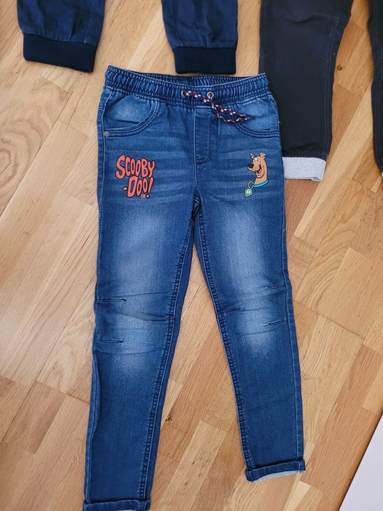 Zestaw 4szt spodni jeans 134 Scooby-Doo guma w pasie