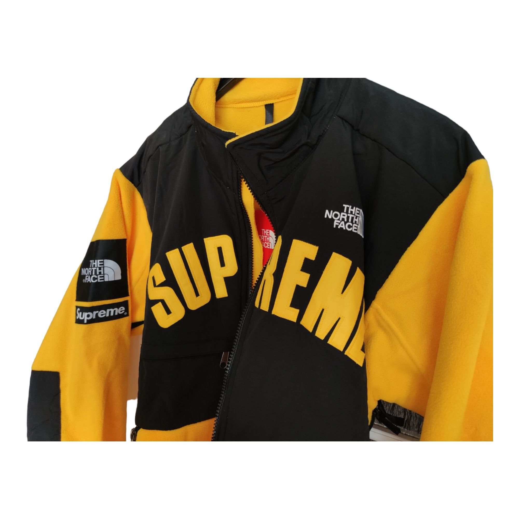 Kurtka polarowa TNF x Supreme Arc Logo r.M yellow/black drip hype