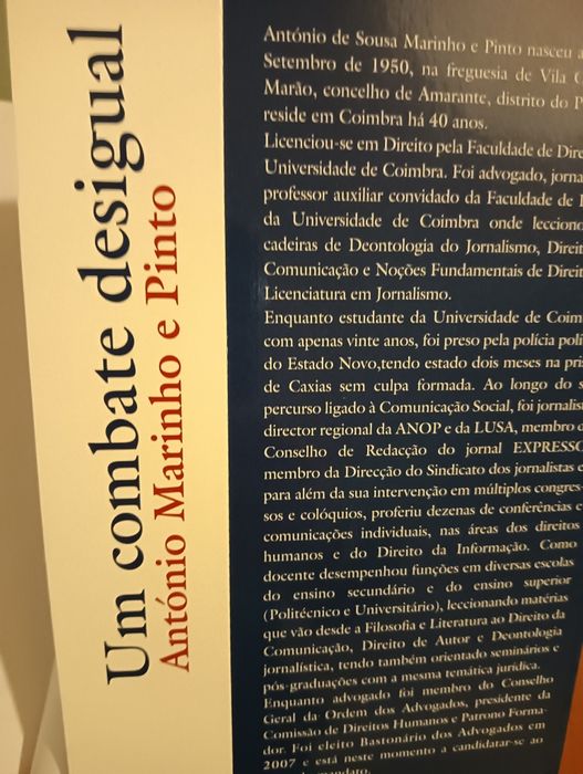 Um Combate Desigual	António Marinho e Pinto		Como novo!*