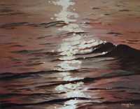 Pejzaż morski, morze o zachodzie słońca, obraz akrylowy