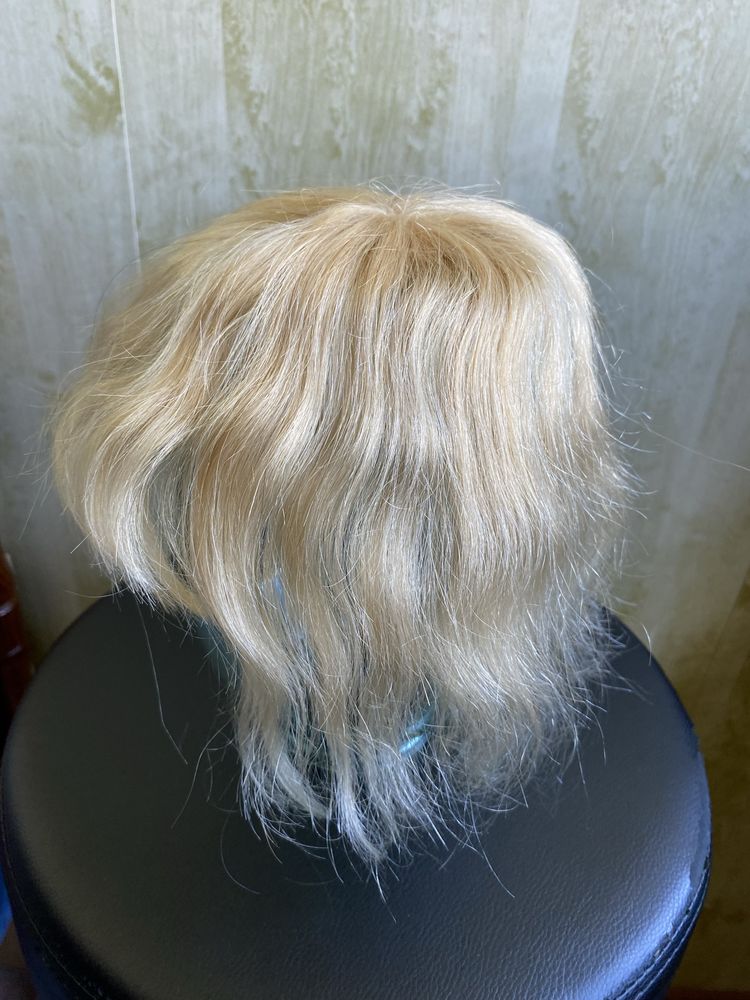 накладка з натурального волосся з імітацією шкіри блонд