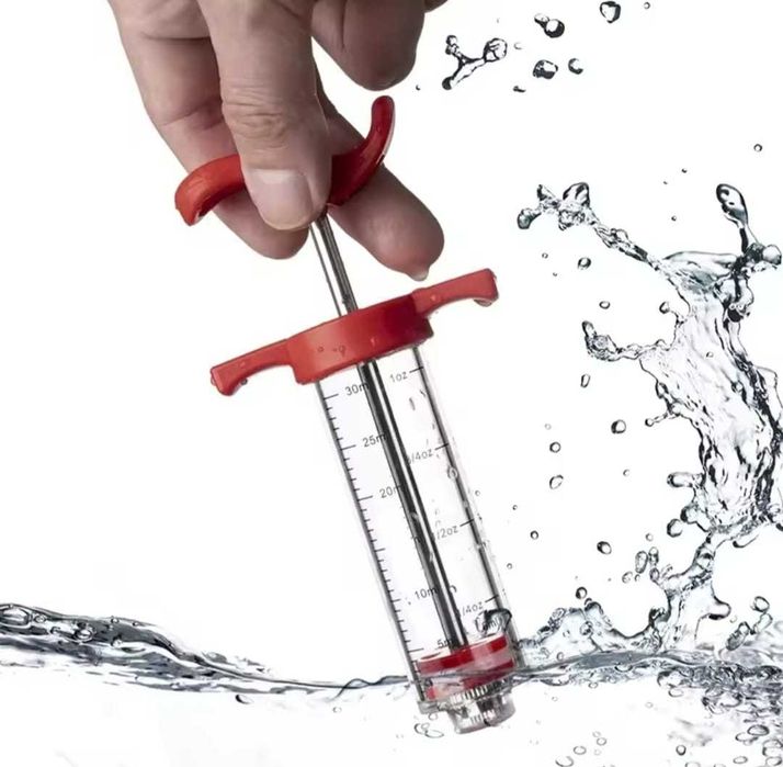 Strzykawka do nadziewania mięsa, paczków z trzema igłami