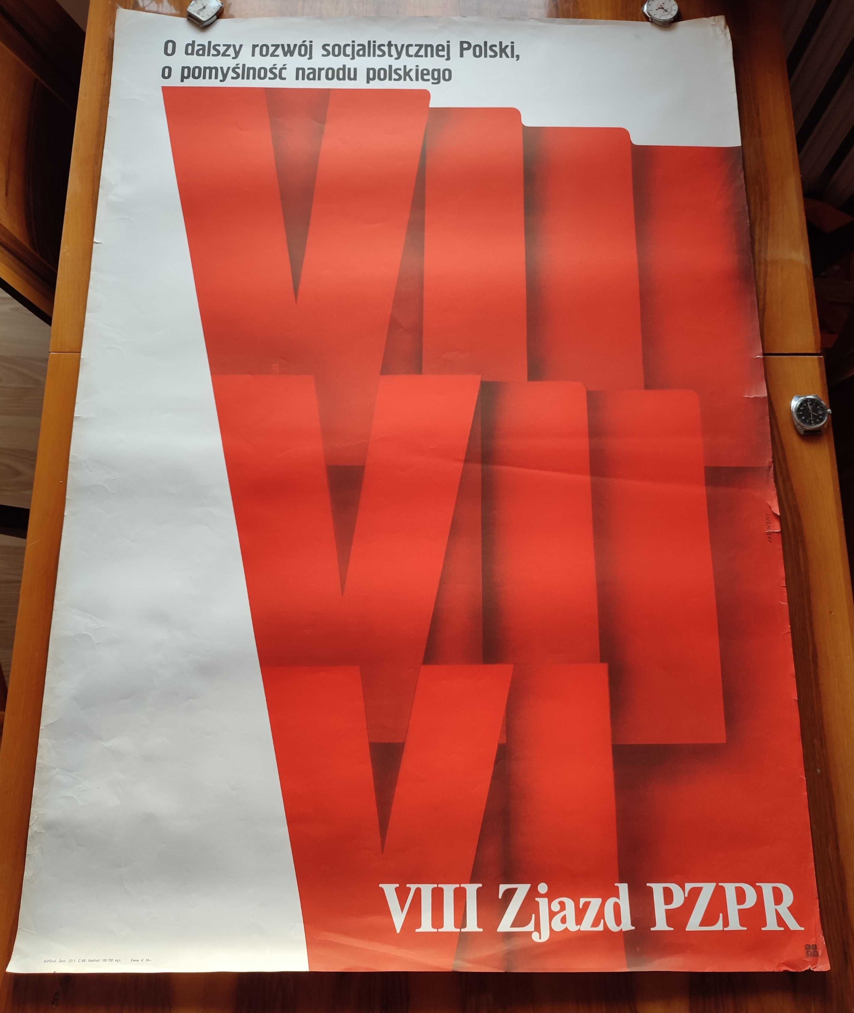 Plakat PRL VIII Zjazd PZPR