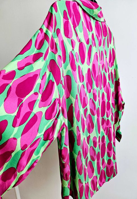 Koszula damska wzorzysta  zielono - różowa 36 lola