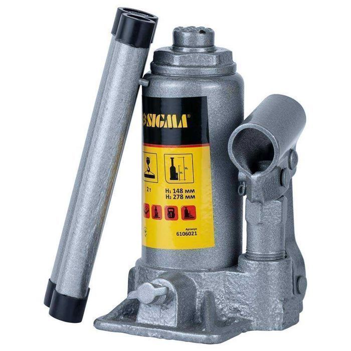 Домкрат гидравлический бутылочный 2т H 148-278мм SIGMA (6106021)