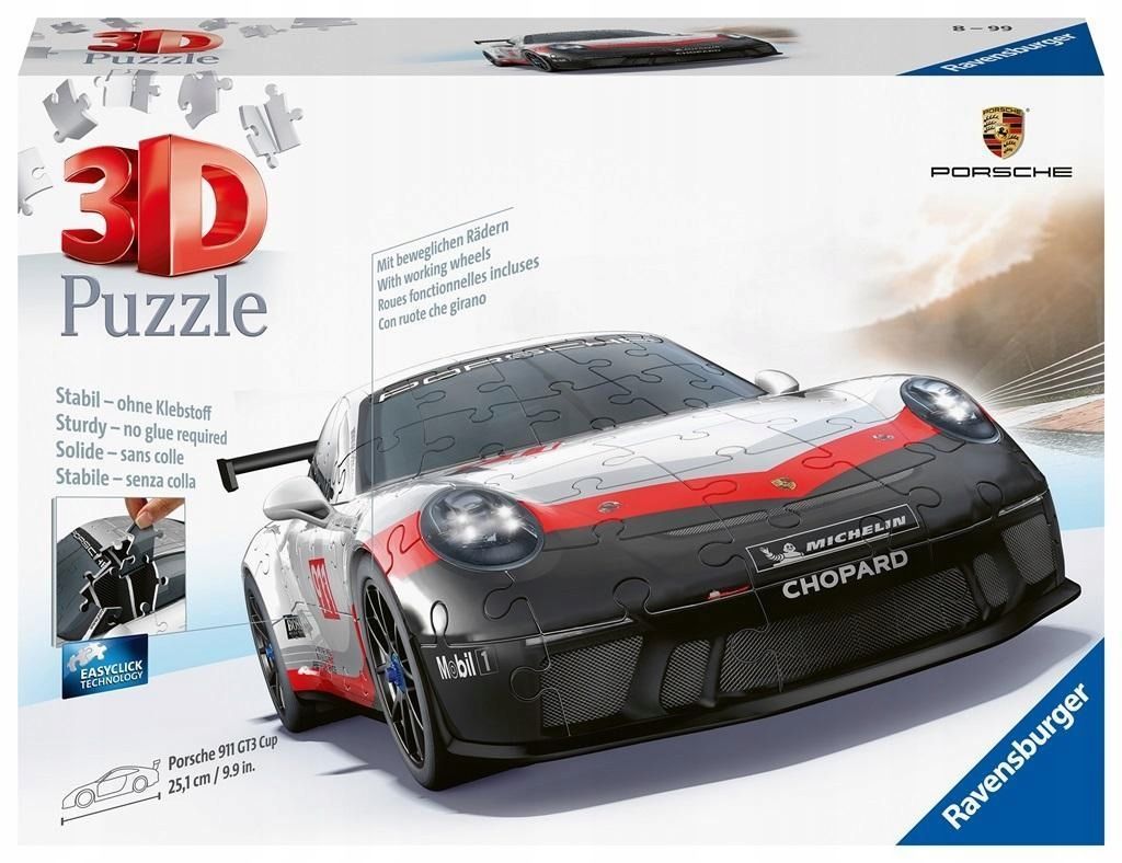 Puzzle 3d Porsche 911 Gt3 Cup, Ravensburger