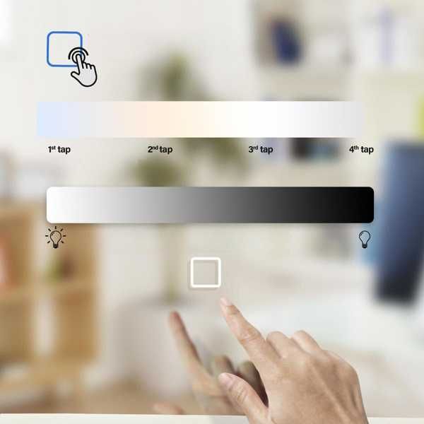 Lustro łazienkowe 80x60 z podświetleniem LED, ZEGAREM