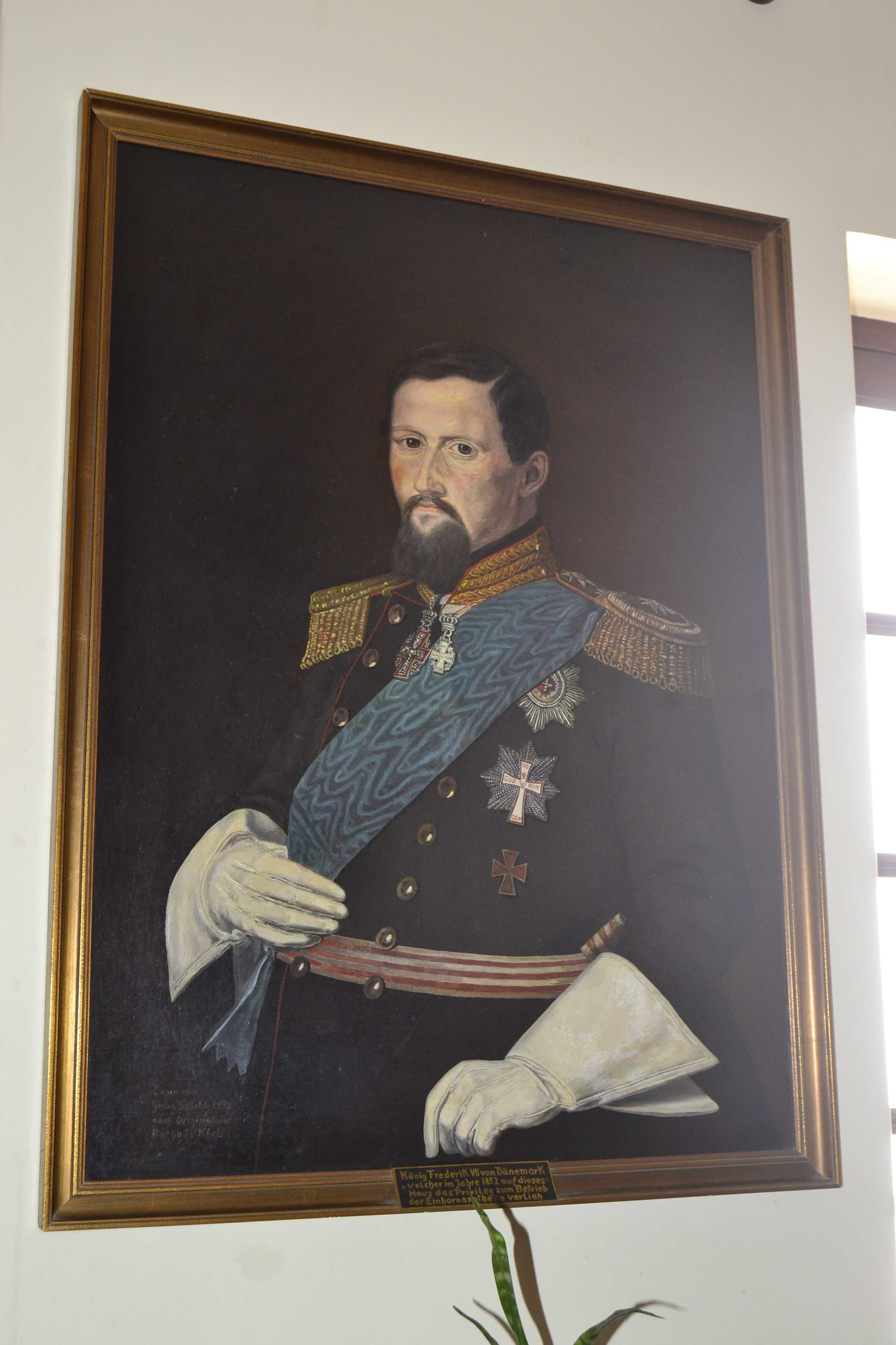 Imponente Pintura a Oleo, Rei Frederico VII da Dinamarca