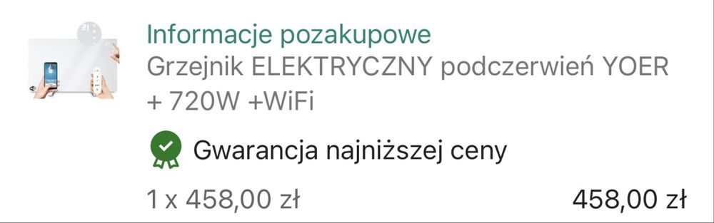 Grzejnik elektryczny Yoer 720W