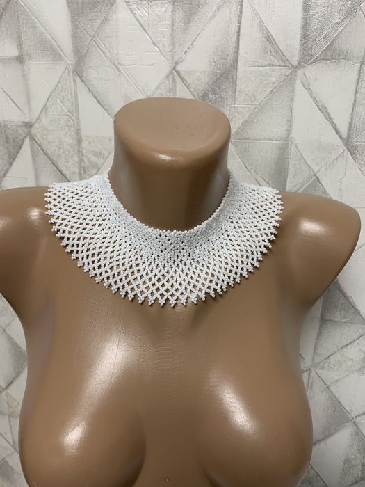 Силянка намисто бісер кольє етно украінське народне 43 см синє та кори