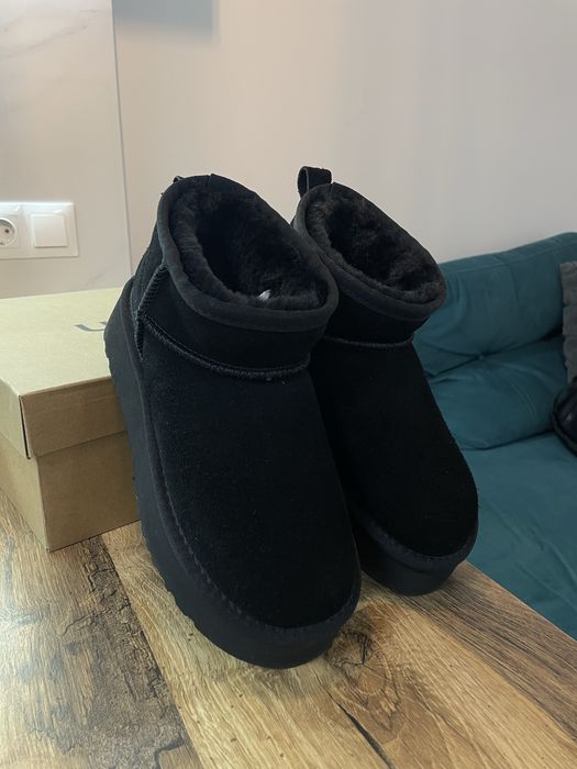 Уги Угги UGG ultra mini чорні/коричневі/бежеві + носочки