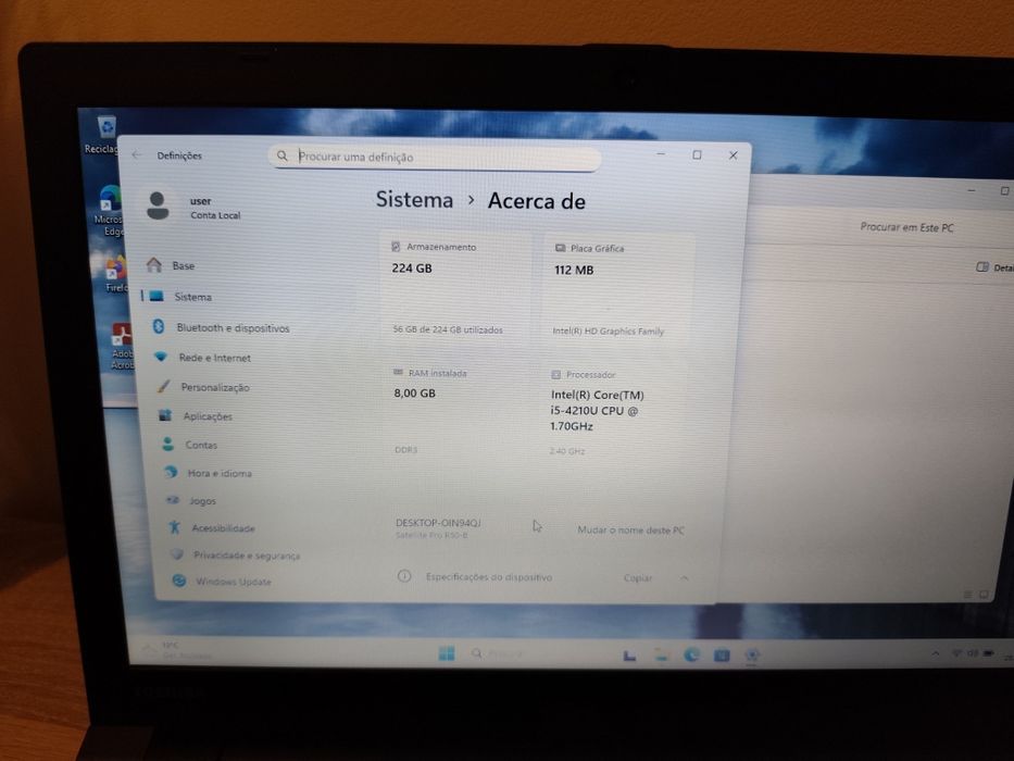 Portátil Toshiba satélite  Pro R50-B-119