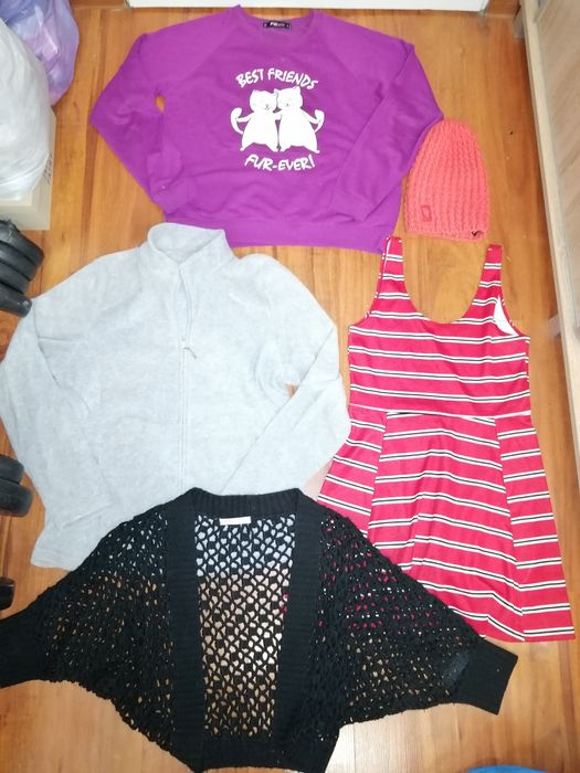 Zestaw ubrań damskich r L 40 XL 42 sukienka Polar Bluza Narzutka bluza