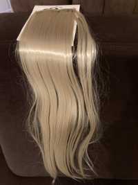 sztuczne włosy blond na spinkach