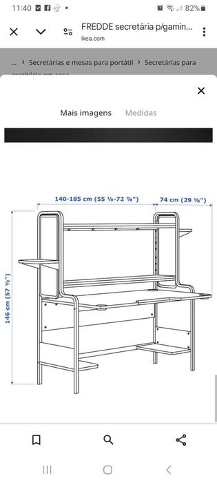 Secretária Gaming, na cor preta.