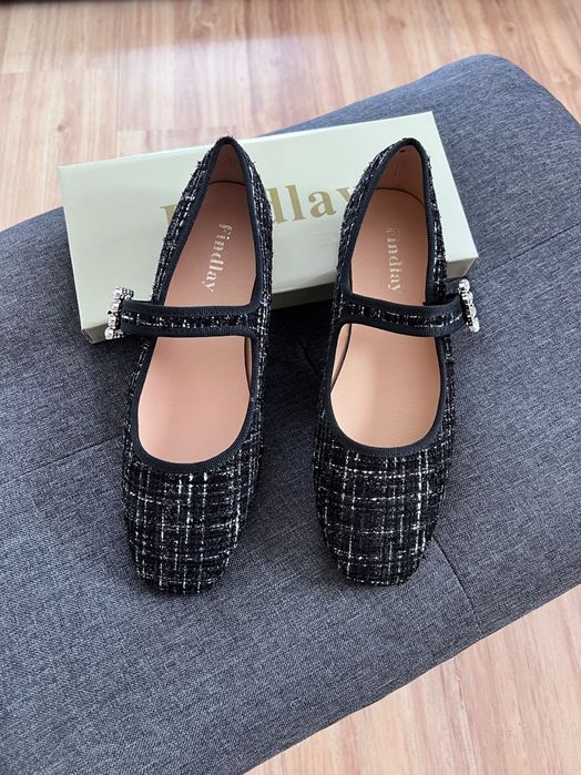 37 Sklep Nowe baleriny damskie zapinane tweedowe XP317