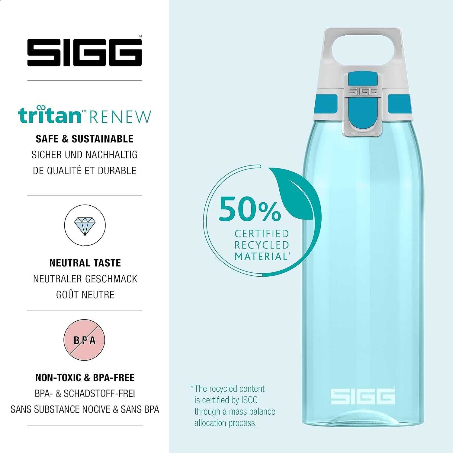 SIGG 1000ml BIDON butelka Total Color Aqua 1L w454